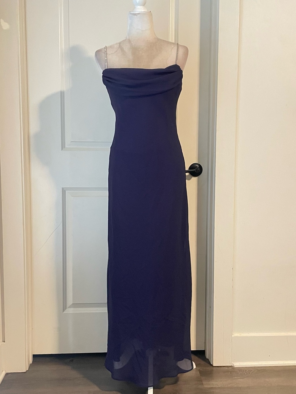 Dave & johnny Dark Purple Drape Cowl Neck Beaded
Strap Maxi Y2K Vintage 90s